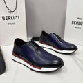 Chaussures cuir bleu patiné semelle blanche